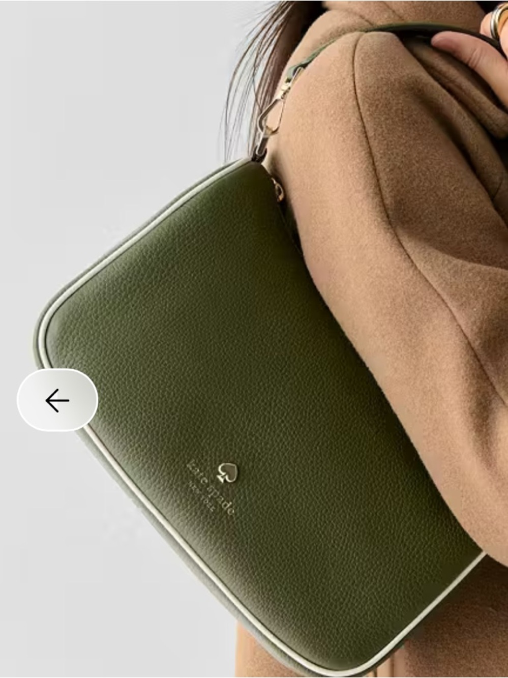 kate spade Olive Green Emma Medium Shoulder Bag with Striped Strap - Picture 2 of 9